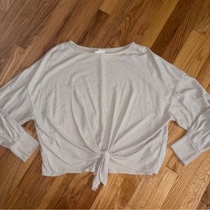 H&M Light Tan Tie-Front Long Sleeve Top